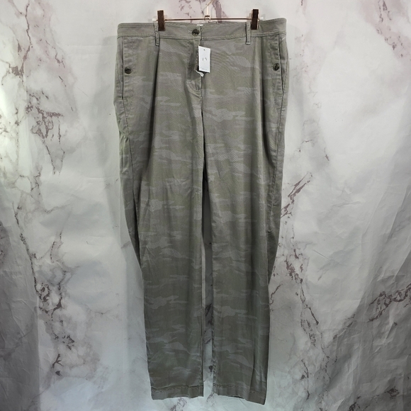J Jill Pants Women 18 Tall Camo Gray Green Washed Sage Chino Khaki Straight - Picture 1 of 10